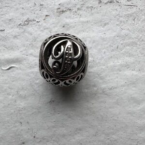 Pandora Initial Script “P” Charm W/ clear stones